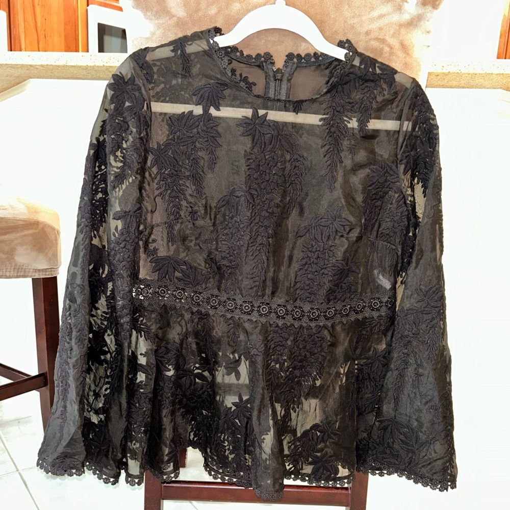 Zimmerman Black Embroidered Zip Up Blouse 🖤